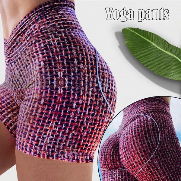 

high waist running yoga shorts femme printed hips fitness casual women short pants biker cycling jogger athletic elasic leggings, White;red