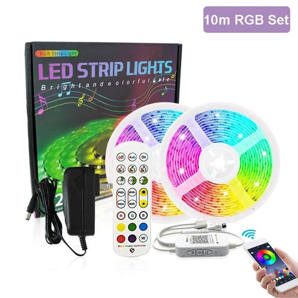 

10m led strip rgb dc 12v flexible tape led ribbon strip light 18leds/m with 24keys phone bluetooth app for christmas