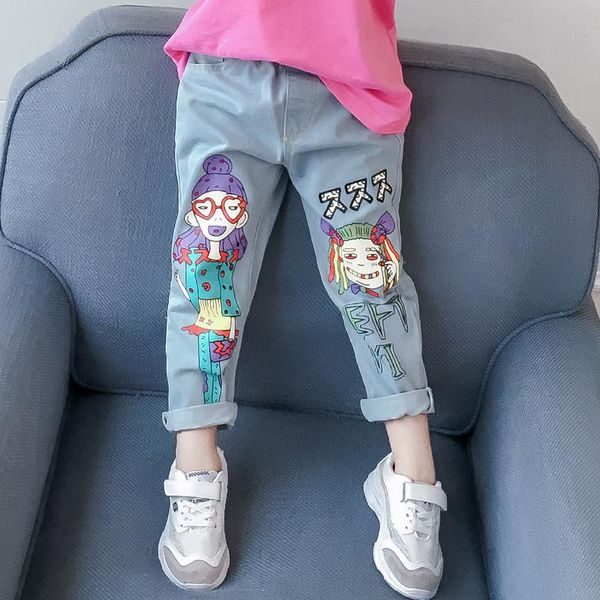 

jeans girls pants 2021 spring and autumn korean children's clothing casual loose thin section trousers tid, Blue