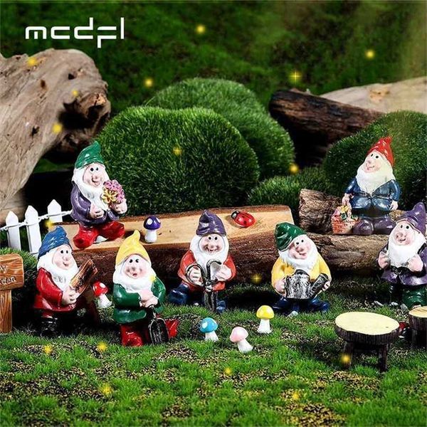 MCDFL Gnome Yard Fairy Garden Dekoration Outdoor Miniaturen Dekofiguren Blumentöpfe Kawaii Room Home Decor Zubehör 211108