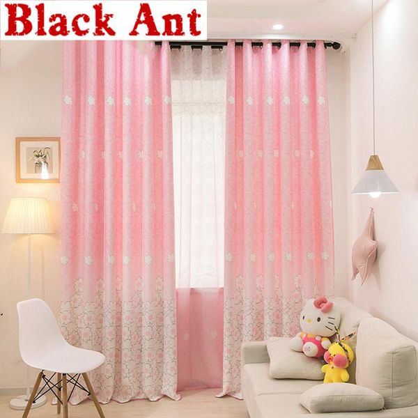 

curtain & drapes floral print pink sheer for girls room bedroom flower window curtains tulle fabrics blue living x181#30