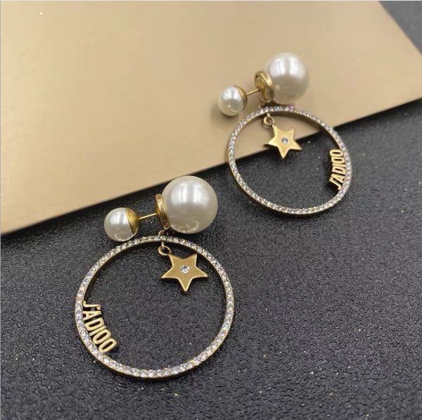 

studs earrings dijia / djia cd letter star pearl female net red, Golden;silver