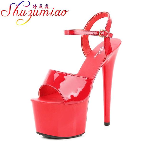 

sandals shuzumiao brand women shoes high heels color super 13cm 15cm 17cm platform party girl show catwalk club, Black