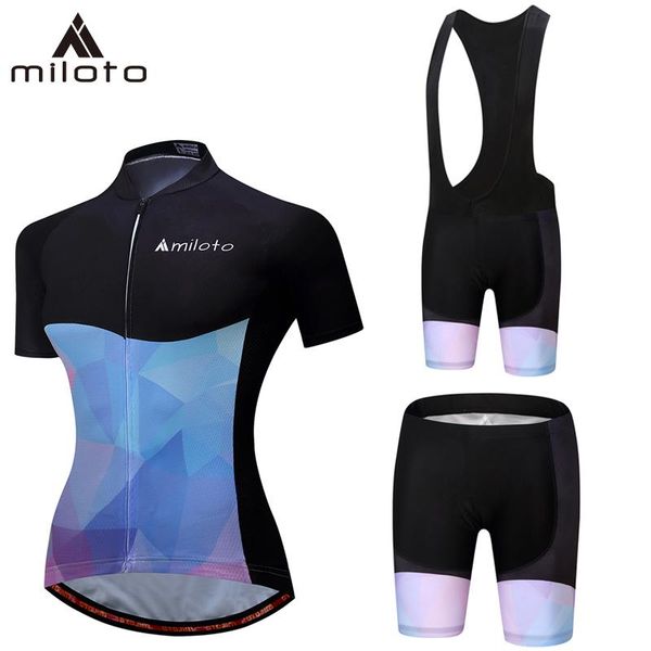 

racing sets miloto pro women cycling set summer mtb road bike clothing breathable gril bicycle clothes ropa ciclismo wear, Black;blue