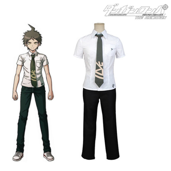 

costume accessories anime danganronpa hinata hajime cosplay costume halloween cos costume full set of shirt + pants + tie, Silver
