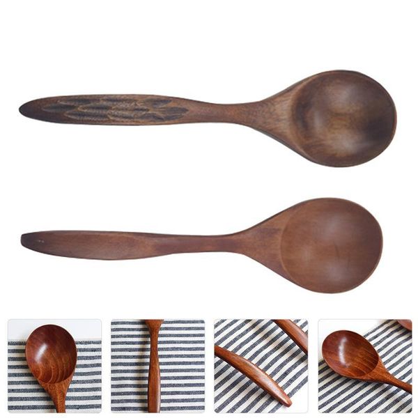 

2pcs wooden spoons multipurpose stirring spoons kids kitchen supplies