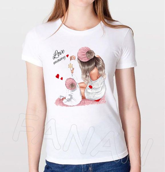 

women's t-shirt 2021 t-shirts for women cartoon mama harajuku girl mom love kawaii clothing print lady graphic t shirt ladies female te, White