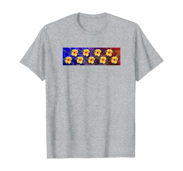 

hibiscus flower hawaiian tropical luau costume party wear t-shirt, White;black