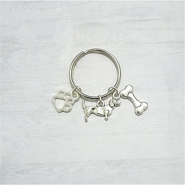 

keychains 1pcs dachshund keychain, jewelry, dog keychan, bone gift, , animal keyring, Silver