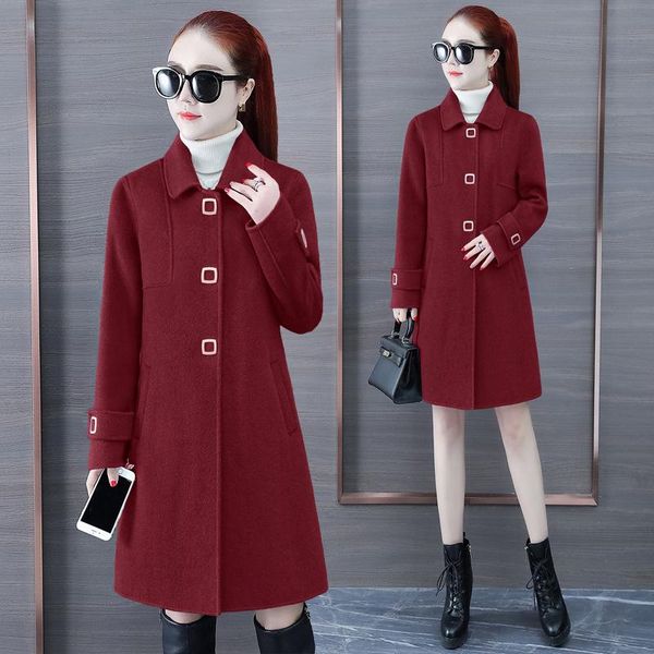 

2021 double faced cashmere and woolen overcoat new women's clothing poetry the same double faced cashmere and woolen overcoat, Black