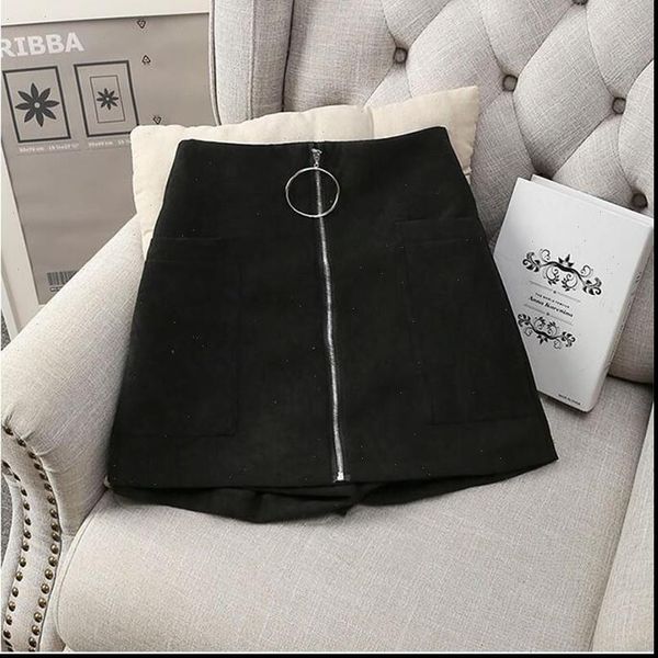 

thick cotton blends short women black wide leg trousers high waist front zipper solid s xl with pockets mini shorts