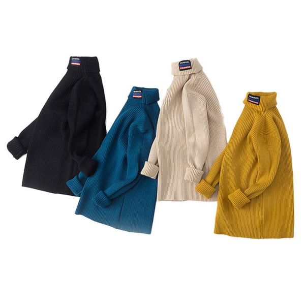 

pullover kids sweaters solid girls brief style boys turtleneck knitwear, Blue