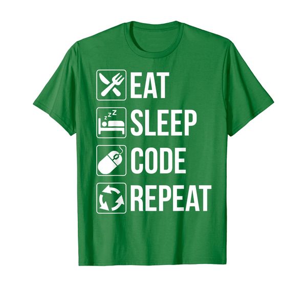 

funny eat sleep code repeat tshirt nerd coding, White;black