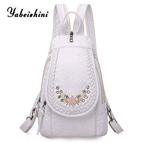 

for women white leather backpack school bag