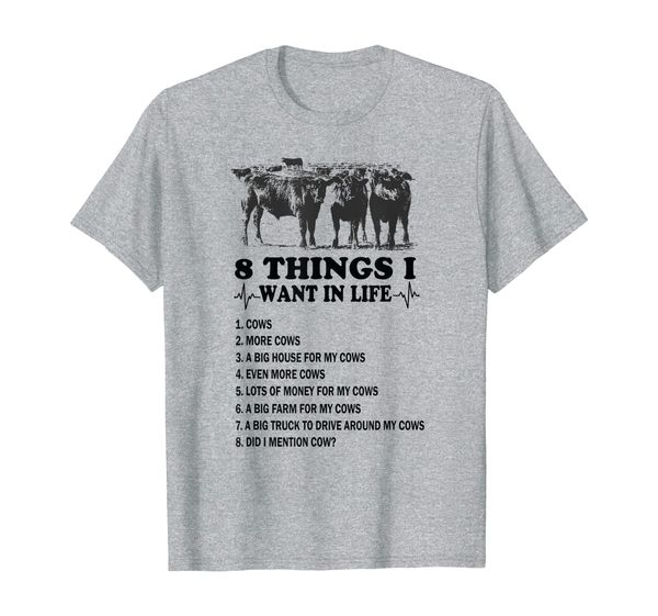 

farmer 8 things i want in life cows more cows a big house t-shirt, White;black