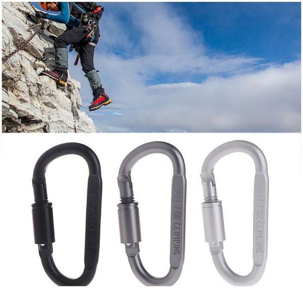 

d shaped camping carabiner aluminum alloy locking hook ring key climbing tools jllkuq