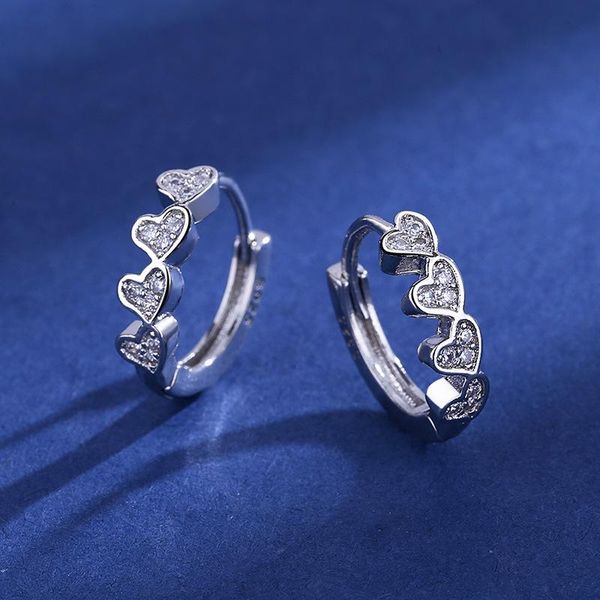 

hoop & huggie 2021 design luxury crystal heart zircon round earrings for women girls elegant trendy banquet wedding jewelry gifts, Golden;silver