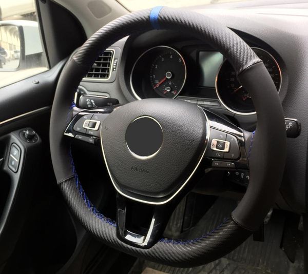 

steering wheel covers suede + carbon cover with marker universal leather anti-slip auto decoration professional