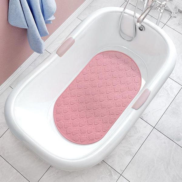 

bath mats oval size solid color tub anti-slip mat baby tasteless cartoon shower soft non-slip bathroom floor 1 pcs