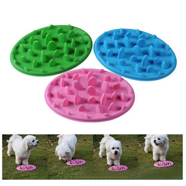 

3 colors pet dog puppy sile slow eating bowl anti choking food water dish cartoon slow eating feeding bo jllnxg ladyshome