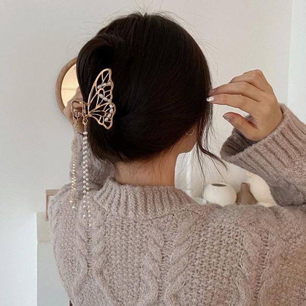 

hair clips & barrettes large claw tassel strong hold styling accessories for women girls ll@17, Golden;silver