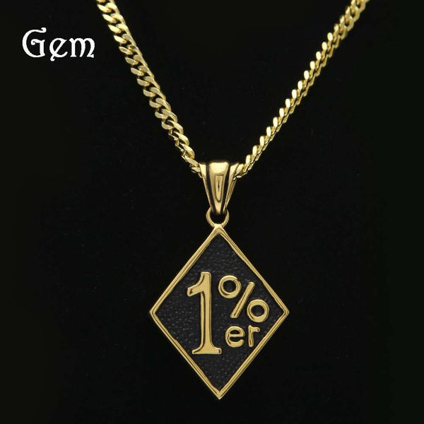 

gem new one percent pendant gold plated hip hop military necklace, Silver