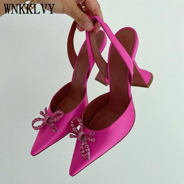 

dress shoes rhinestone cup high heels 2021 summer stiletto crystal bow decor pointed toe female sandals pumps wedding, Black
