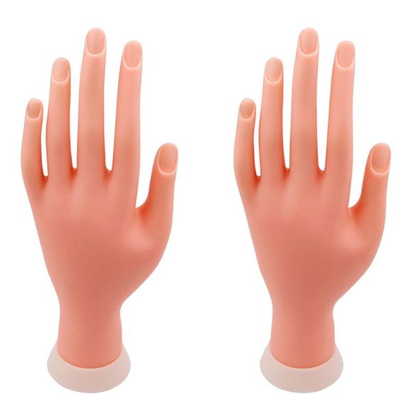 

false nails 2pcs practice hand for manicure nail training model flexible movable prosthetic soft fake tool, Red;gold