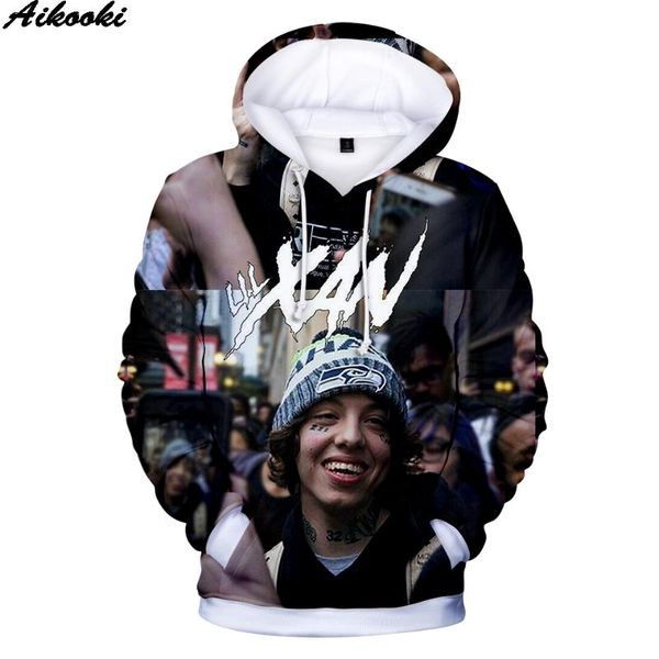 

men's hoodies & sweatshirts aikooki est lil xan xanarchy 3d men women autumn personality fashion hip hop hoodie print top, Black