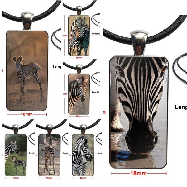 

pendant necklaces zebra animal for kids beads fashion glass cabochon necklace with women statement rectangle jewelry, Silver