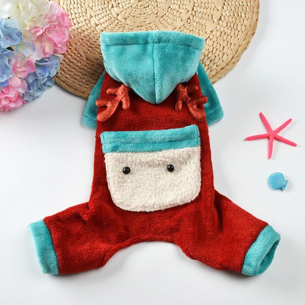 

dog apparel pet clothes fun little snowman flannel coat bomei fadou golden fur pajamas warm four legged
