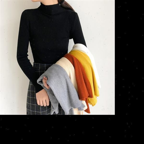 

2021 autumn winter sweater women knitted ribbed pullover sweater long sleeve turtleneck slim jumper soft warm pull femme bzy003, White;black