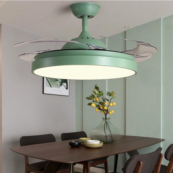 

2021 new modern invisible fan lights acrylic leaf led ceiling fans 110v / 220v wireless control ceiling fan light