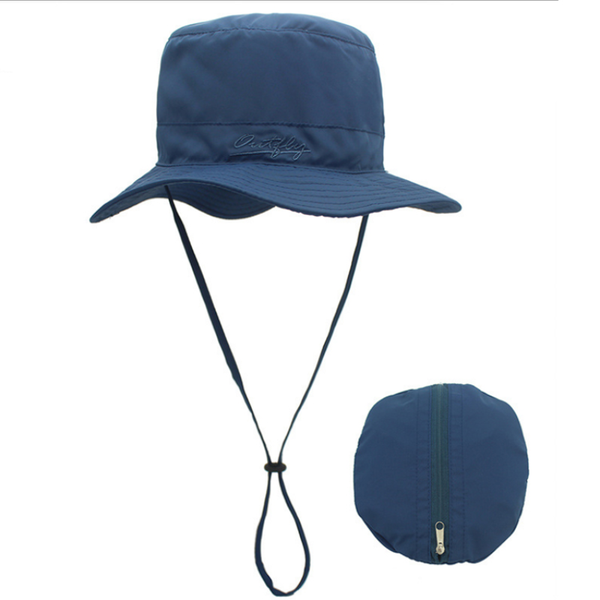 

wide brim hats casual women fishing caps drawstring bucket hat with string cap for hiking camping sun protection anti-uv, Blue;gray