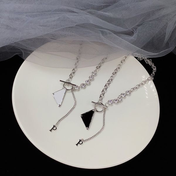 

chains necklaces luxury classic triangle designer jewelry p diamond necklace gift fashion women necklace inverted triangle designe d218314hl, Silver