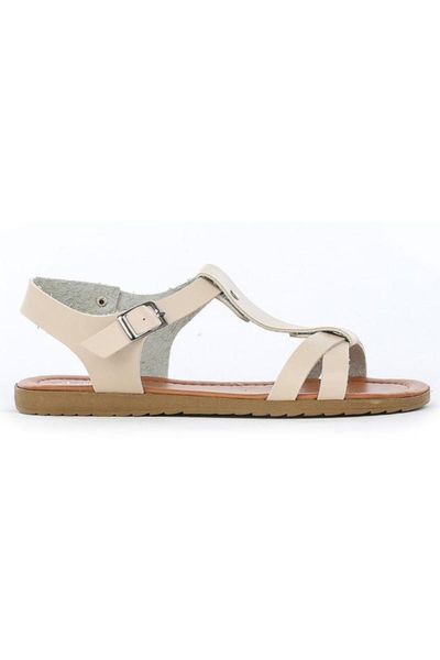 

sandals flat bottom beige lady, Black