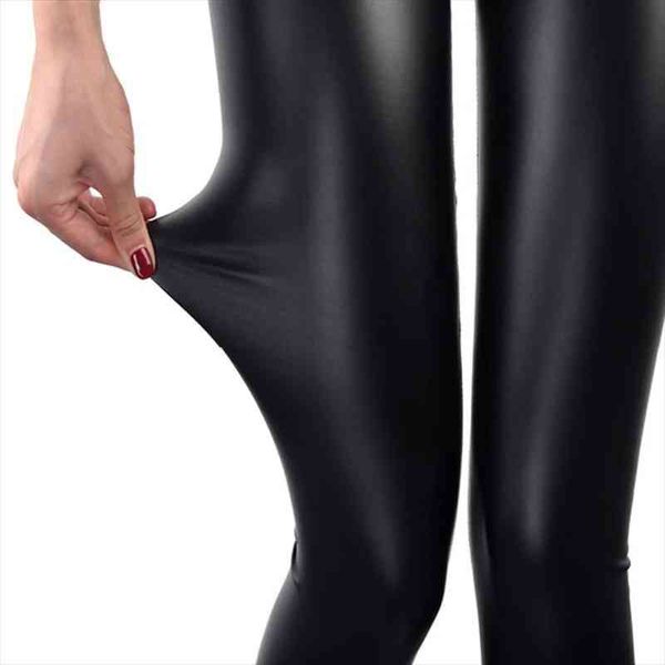 

faux leather s-3xl autumn fashion matte leather pants stretchy plus size casual elastic thin black women leggings