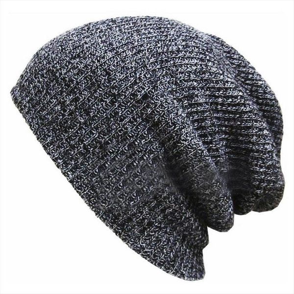 

knit baggy beanie winter hat outdoor skiing slouchy chic knitted cap hip hop snap slouch skullies bonnet gorro, Blue;gray
