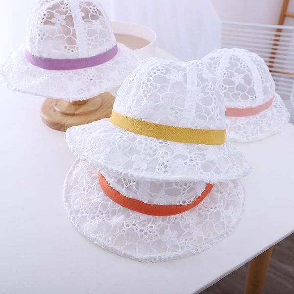 

caps & hats w025 2-4 year lace baby sun summer hat girl princess fisherman wide brim upf 50+ kids play bucket cap for children, Yellow