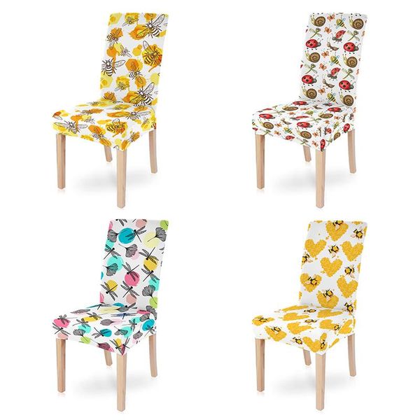 

cute bee dragonfly removable elastic universal chair cover stretch office seat covers protector for kitchen wedding
