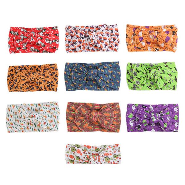 

christmas girls hair accessories baby headbands children kids jewelry cartoon print bow nylon headband head bands accessory b8512, Slivery;white