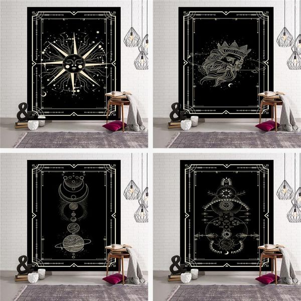 

tapestries golden black sun moon tower mandala tapestry living room bedroom wall decoration dormitory home
