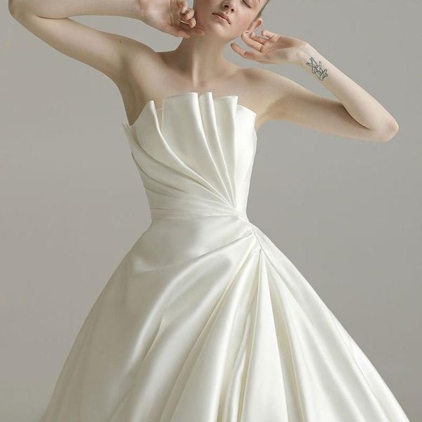 

party dresses satin wedding dress 2021 tailed bridal, White;black