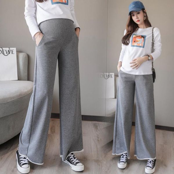 

maternity bottoms fashion pants spring autumn pregnancy trousers pregnant outer wear loose wide-leg, White