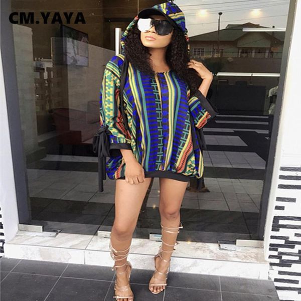 

women's hoodies & sweatshirts cm.yaya women striped print hooded long sleeve slim loose pullover sweatshirt fashion vintage streetwear, Black