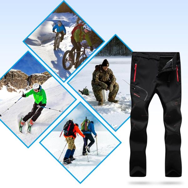 

racing pants men hiking water resistant breathable winter with pockets fleece lined belt for outdoor camping, Black;blue