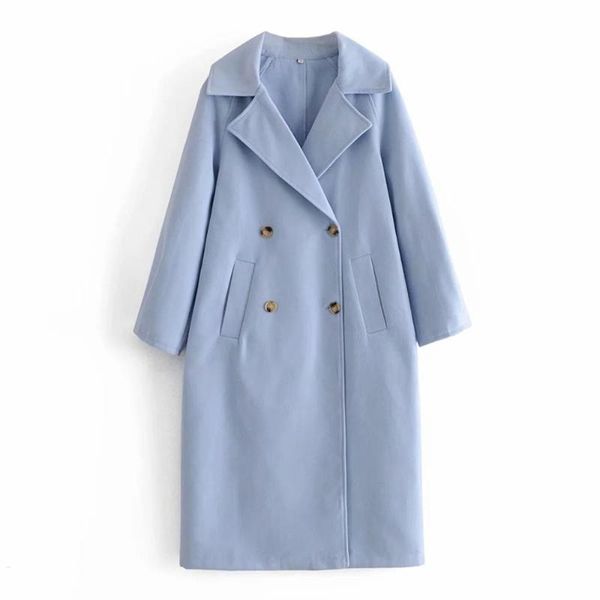 

women's wool & blends 2021 autumn winter women long coat oversized casual fashion elegant windbreaker trench parka female jacket veste, Black