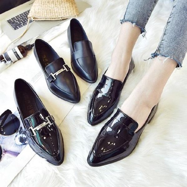 

dress shoes small leather women 2021 autumn students korean fashion wild one-pedal women's retro single, Black