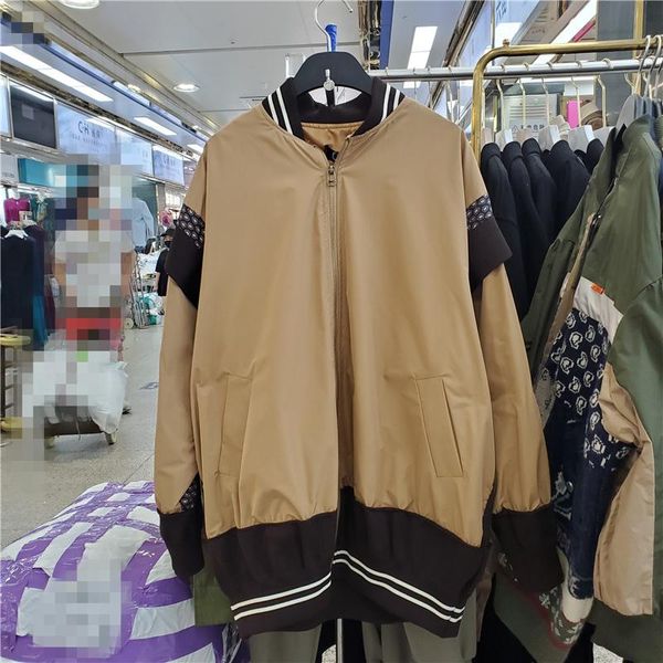 

women's jackets seebeautiful contrast color spliced loose jacket coat stand collar long sleeve zipper women winter 2021 fashion tide g6, Black;brown