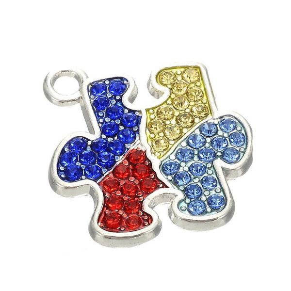 

pendants 10pcs full rhinestone autism logo hang pendents dangle charms amulet jewelry finding diy accessories, Black